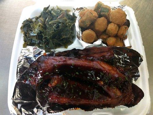 Ribs, greens, okra....#delicious