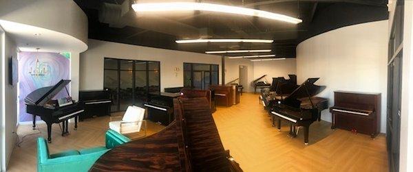 This beautiful showroom offers a wide selection of both new and used pianos and the perfect setting for music lovers of all levels