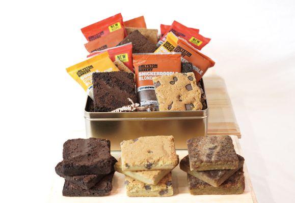 Assorted Brownies and Blondies and our 12 or 18 Piece Greyston bakery Gift Tin.