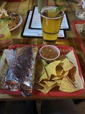 Bar special: burrito, chips&salsa, and modelo