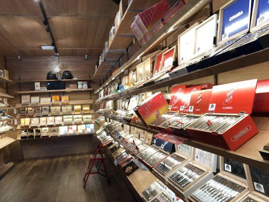 Large variety and selection of premium hand-rolled cigars. Stored in the area's largest 100% Spanish cedar walk-in humidor.