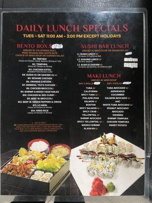 Lunch menu