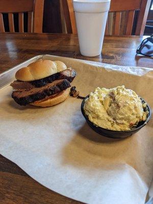 Brisket Sandwich with Potato Salad