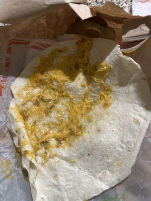 This was supposed to be a Green burrito with extra cheese