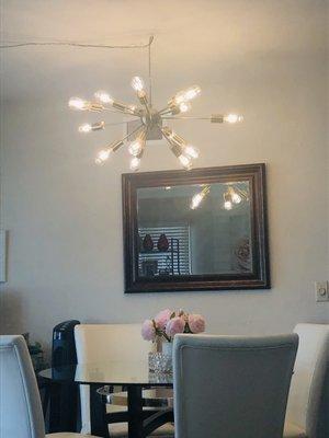 Chandelier in dining room