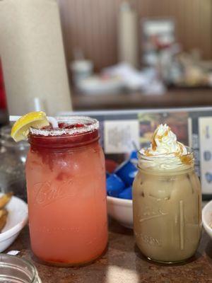 Strawberry lemonade and caramel machiatto