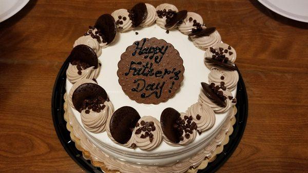 Our father's day non dairy chocolate/vanilla ice cream cake. So good and not overly sweet.