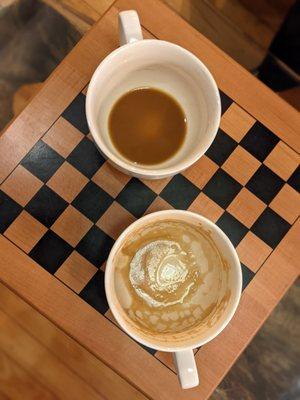 Coffee and a good game of checkers by the fire place on a cold Florida night.