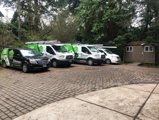 Our van fleet ready to help with any garage door or locksmith service you may need.