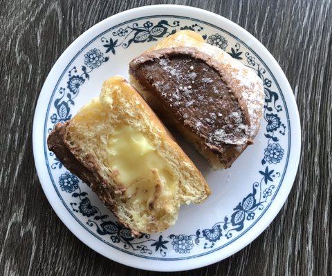 Custard filled with chocolate icing - best one of the bunch