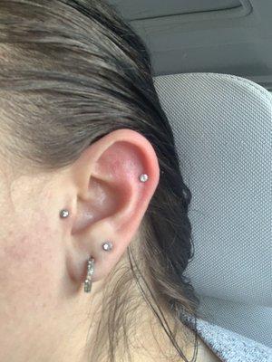 Kat pierced my tragus and helix