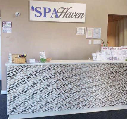 SPA HAVEN NEW TOWN LOCATION FRONT DESK!