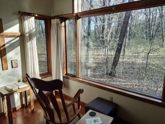 The interior of a typical Pacem in Terris hermitage retreat cabin.