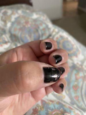 .. . after only 5 hours. Gel mani peeled off.   Will not go back, not even to have them fix this.  **POOR QUALITY PRODUCTS AND TOOLS.