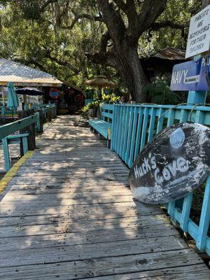 Dock alongside the river to more outdoor seating.