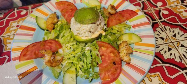 Stuffed Avocado with shrimp and Crab meat