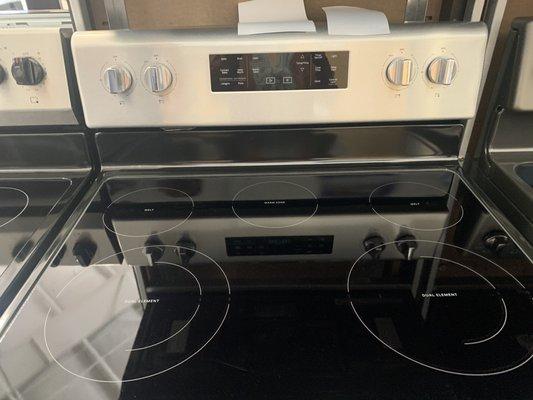 Stove and microwave.Just what we wanted blank and stainless steel.