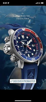 Ready for summer Promaster Aqualand from citizen watches 
 Eco-Drive Technology.
 Solar powered, never need a battery.