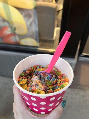 A magnificent concoction topped with fruity pebbles