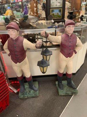 Pair of Vintage Cement Lawn Jockeys