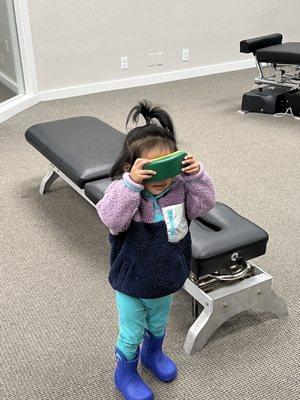 Baby exploring the office