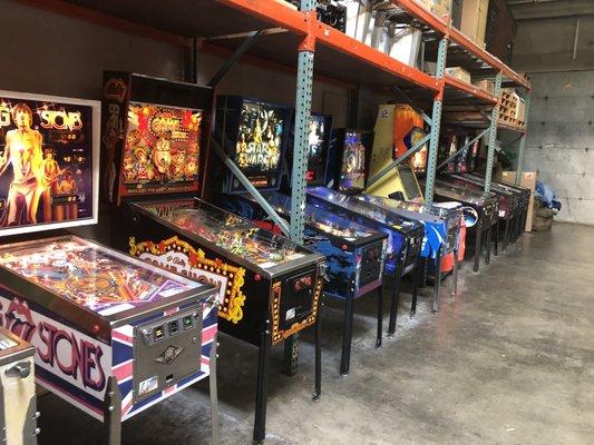 At least 50 different full-size pinball games on display