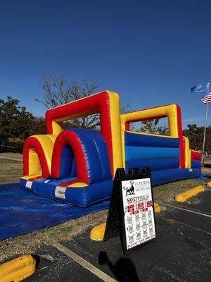 Red blue yellow obstacle course