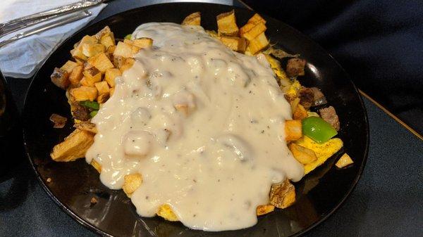 Skillet with fantastic gravy!