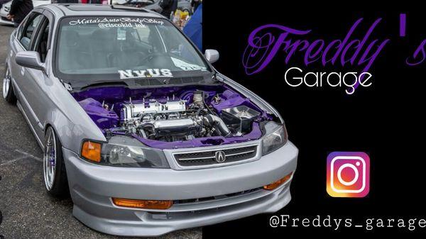 Our shop car with our new logo and our Instagram Freddys_Garage