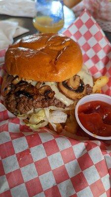 Mushroom Swiss burger