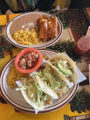 Fish tacos and shrimp enchiladas