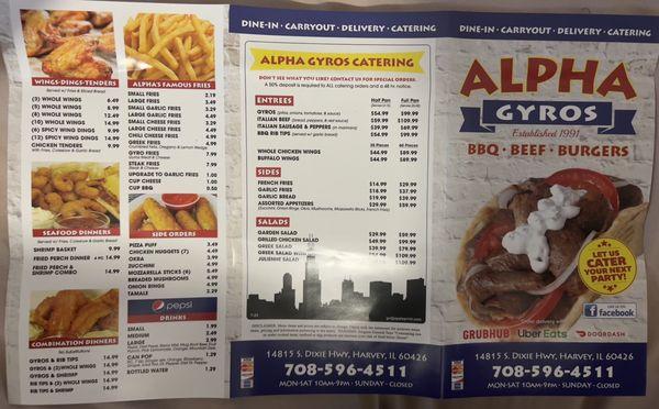 Front of Menu