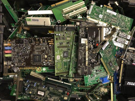 Computer motherboards,Printer boards and other circuit / PCB boards are recycled here.