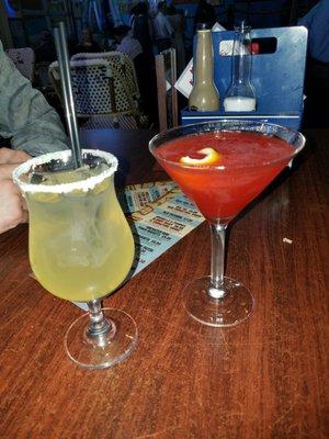 Margarita and strawberry martini, only $5 each!