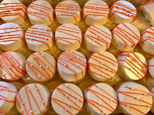 Orange Striped Chocolate-covered Oreos