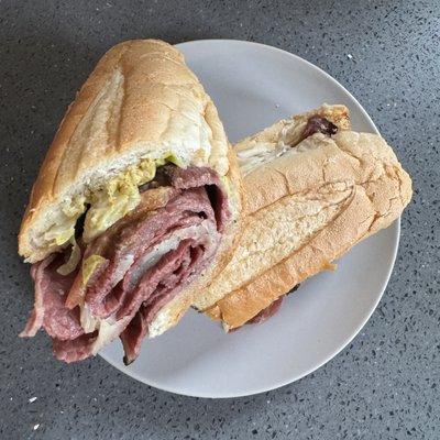 Mom's Food Market Metropolitan (as hero) with Pastrami, Corned Beef, Provolone, Lettuce, Tomato - overpriced compared to local competition