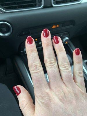 Gel manicure with oval shape