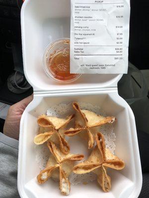 Fried crab wontons. Pricey$!