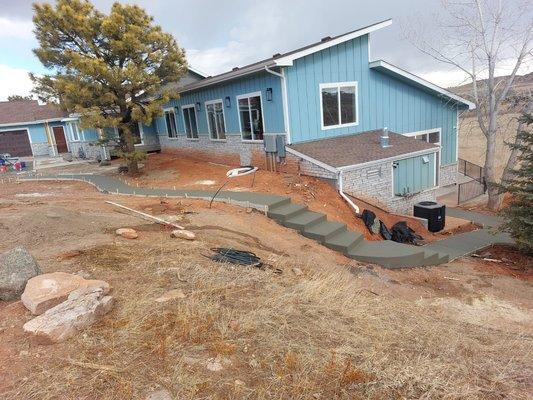 Regular gray concrete stairs and walkway