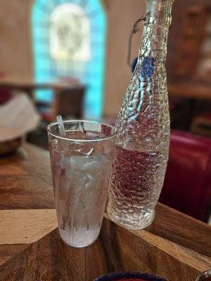 Glass of water with refill. Served at table