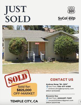 SOLD - Temple City