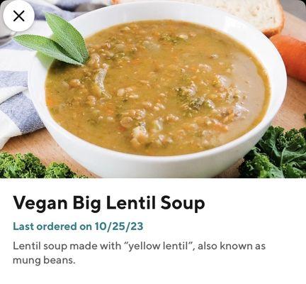 Lentil soup-what I ordered then what I actually got