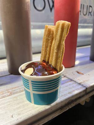 Vanilla ice cream and churros