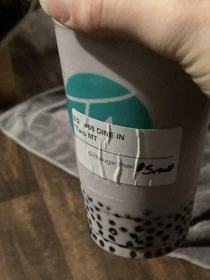 Taro Milk Tea 50% Sweet w/ Small Pearls