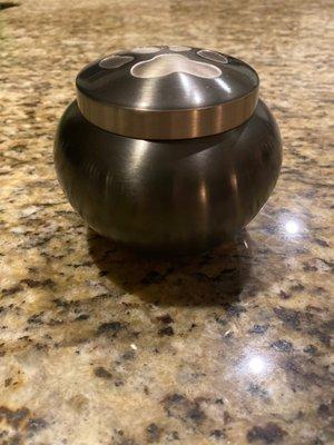 Urn - small metal with paw print