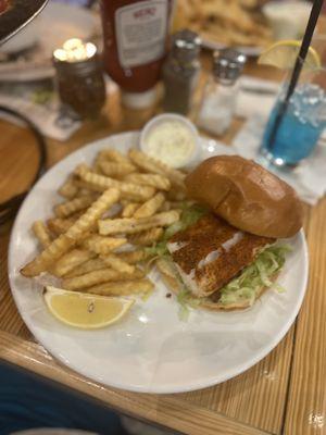 Fish sandwich and fries (not GF)