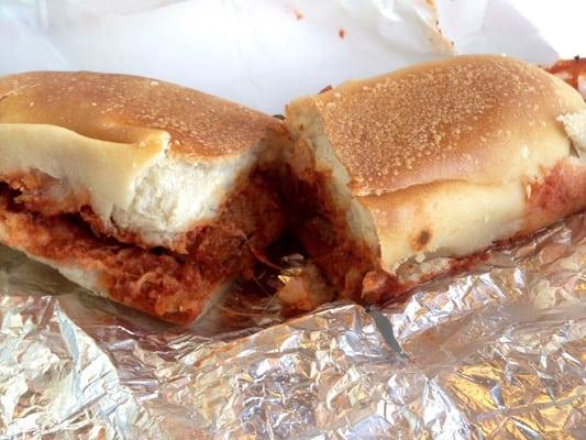 Small meatball sub ordered light mozzarella & extra sauce. Nicely grilled bread, good meatballs.