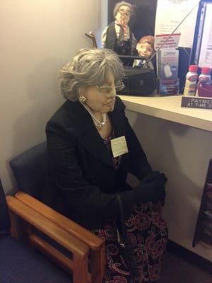 She is always in the waiting room! I bet you will be tricked too!