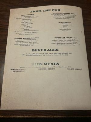 Menu as of 7/22/24