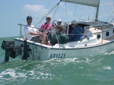 Sailing on the Florida Bay, our backyard at the Fla Keys Cottage located on Conch Key, Fl.